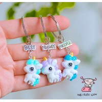 Брелки для троих друзей "Best Friends. Мини единороги". Цена за 1 комплект